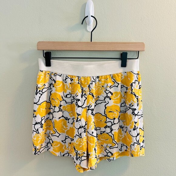 Samsoe Samsoe Nessie Shorts Womens Size XS Yellow White Floral Pockets Elastic - Picture 2 of 9
